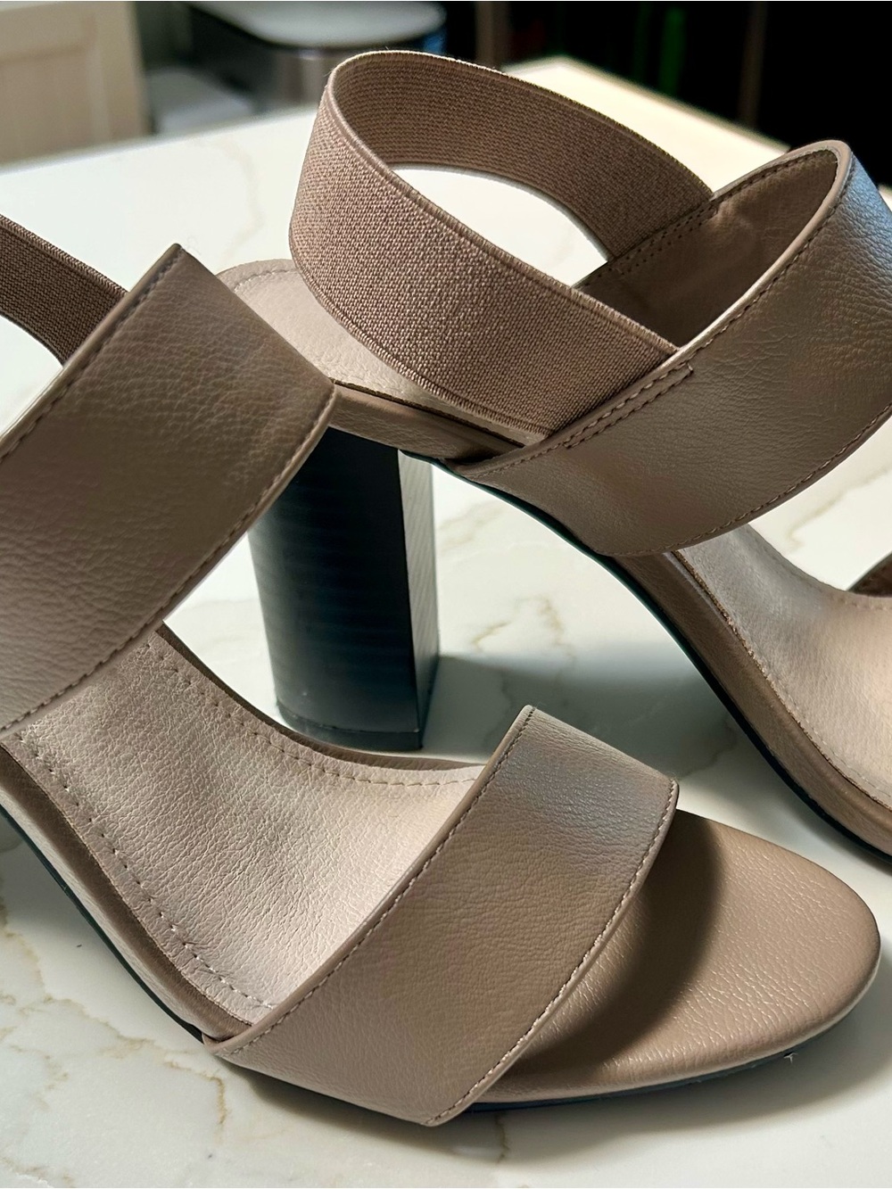 French Connection Women's Neutral Taupe Block Heel Sandals